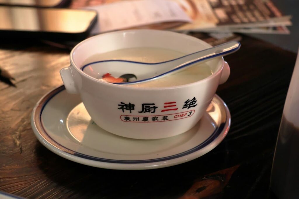 White bowl with a spoon