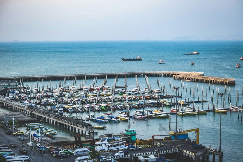 Harbour full of boats beside a pier