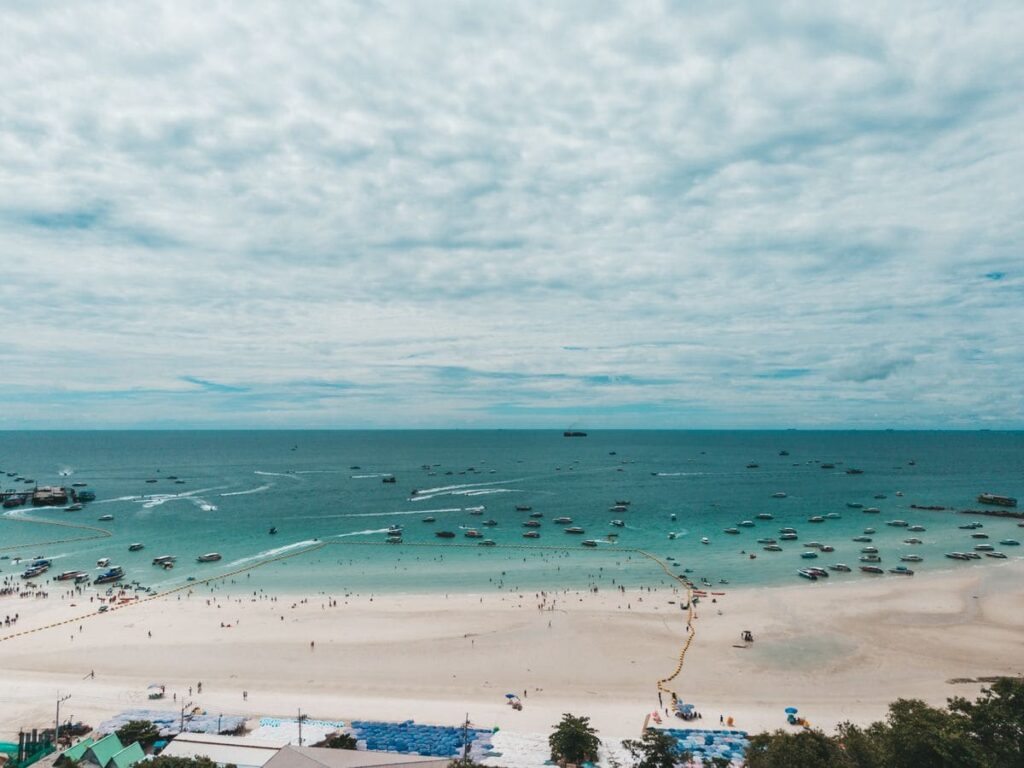 Aerial view of Pattaya Beach and the bay