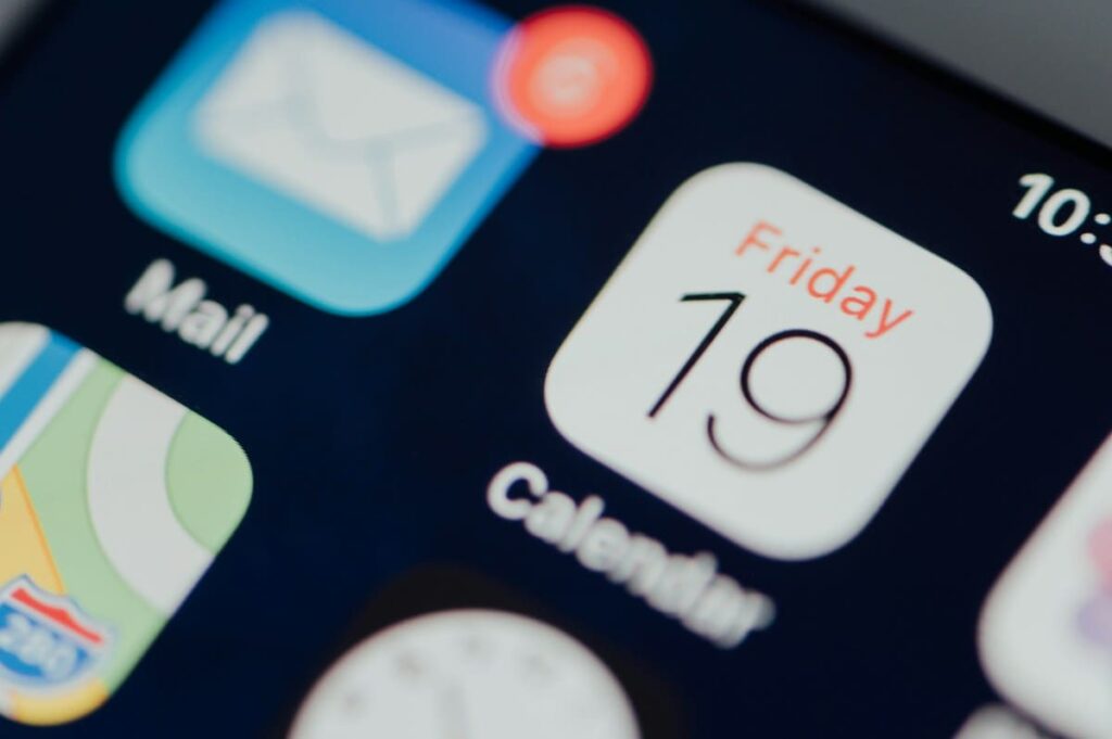 Phone screen showing a calendar app