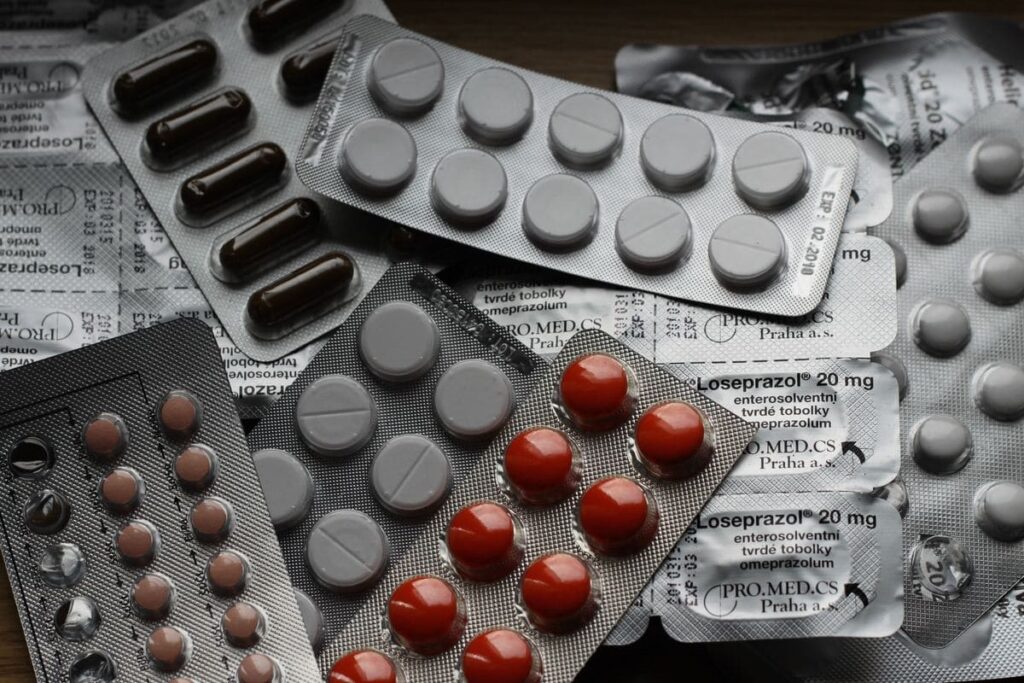 Different pills in blister packs