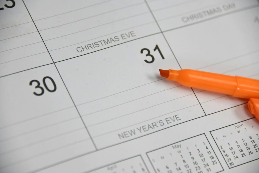 Marker pen on a calendar page
